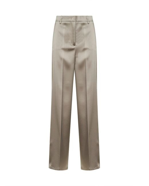 Blanca Vita Gray Chalk Satin Pisa Straight Trousers