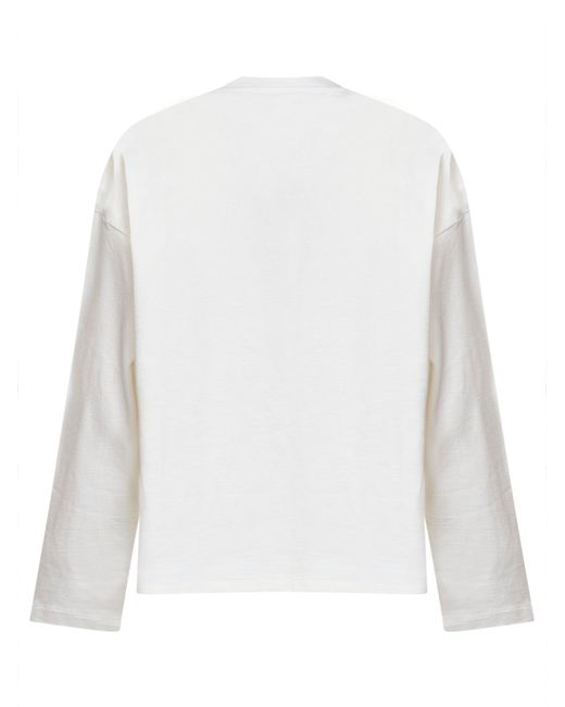 Jil Sander White Porcelain Stiff Cotton Jersey Logo T-Shirt for men