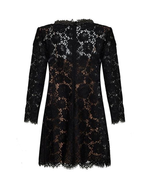 Self-Portrait Black Lace Long-Sleeved Mini Dress