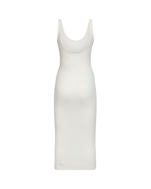 Mc2 Saint Barth White Ribbed Jersey Jennifer Midi Tank Dress