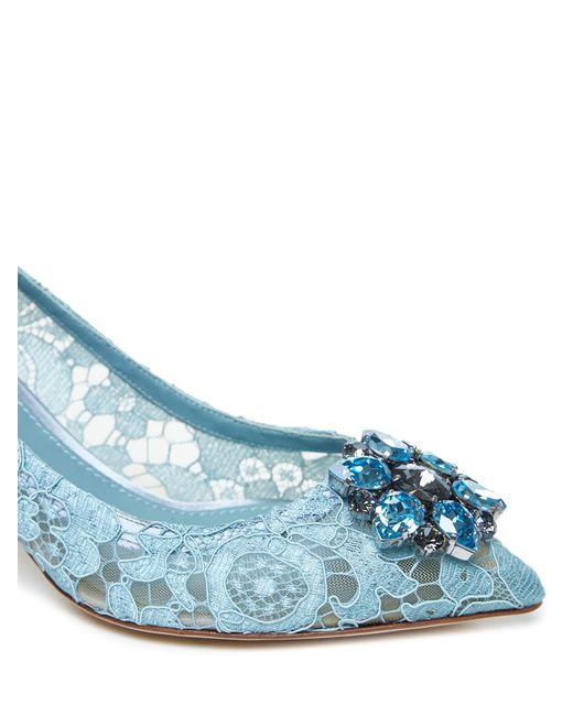 Dolce & Gabbana Blue Lace Dãcolletã With Broche