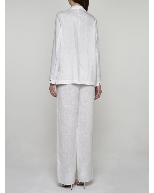 Lardini White Lame' Wool Suit