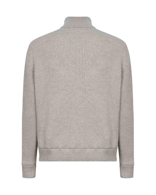 Brunello Cucinelli Gray Suede And Knit Bomber Jacket for men