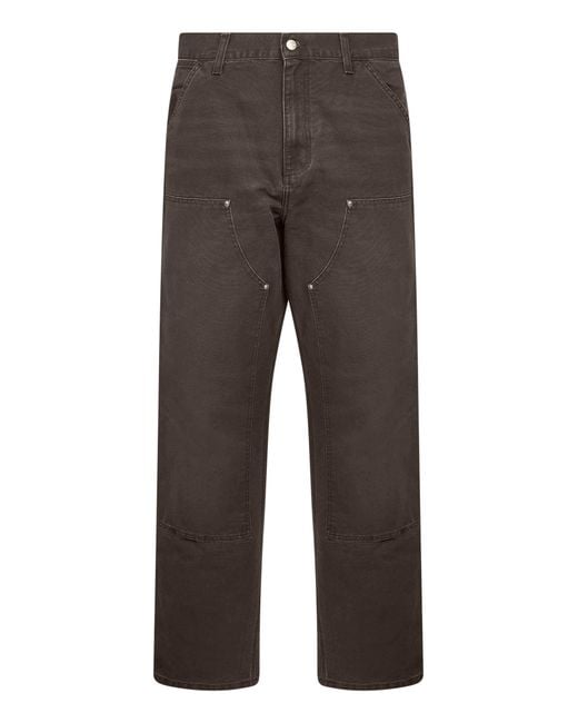 Carhartt Gray Cotton Canvas Double Knee Jeans for men