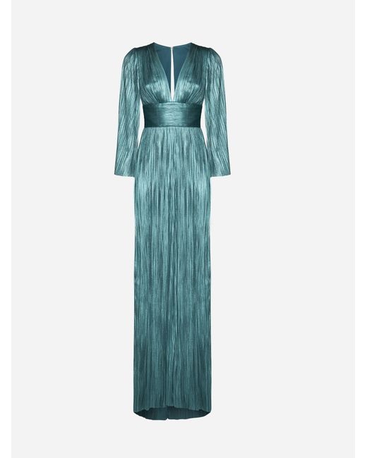 Maria Lucia Hohan Pandora Pleated Silk Maxi Dress in Blue | Lyst