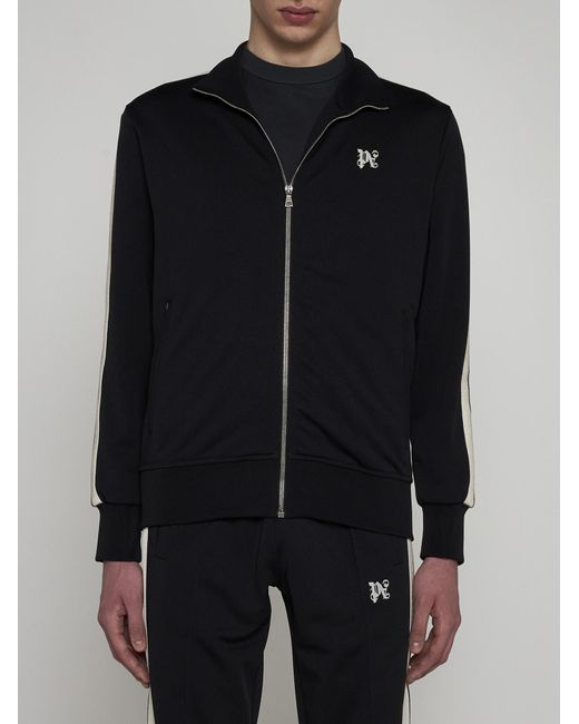 Palm Angels Black Monogram Jersey Track Jacket for men