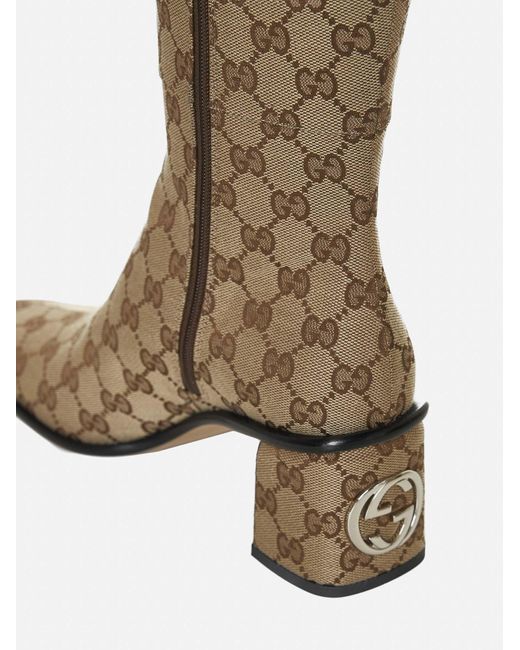 Gucci White GG Fabric Boots