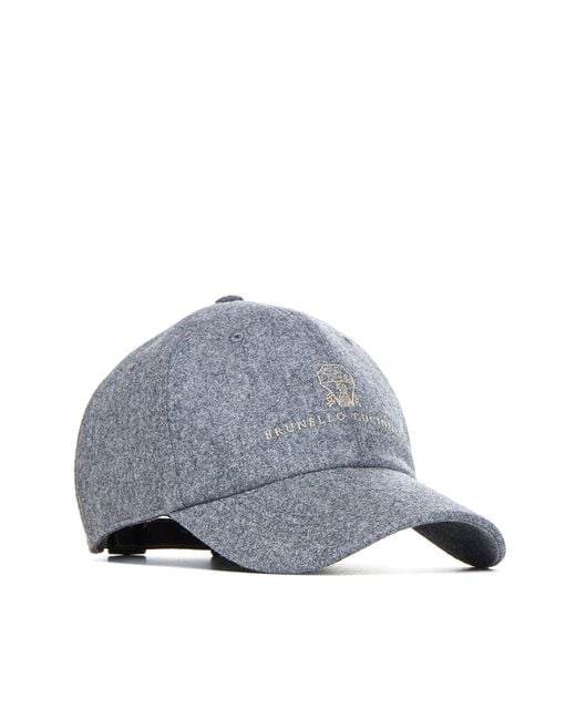 Brunello Cucinelli Gray Wool Baseball Cap for men