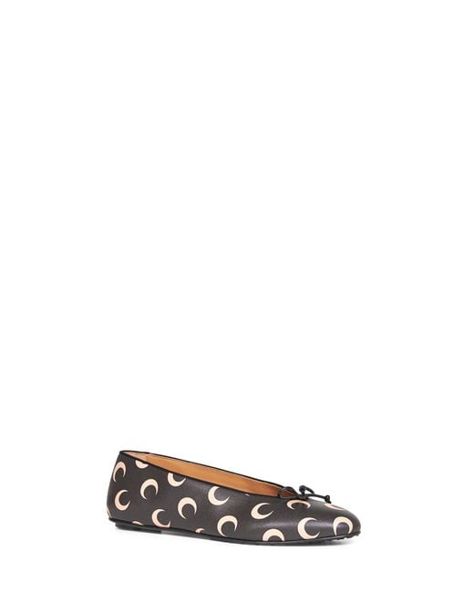 MARINE SERRE White Moon Print Leather Ballet Flats
