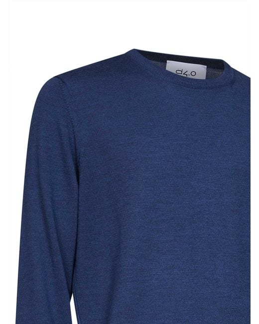 D 40 Blue Virgin Wool Knit Crewneck Sweater<Br for men