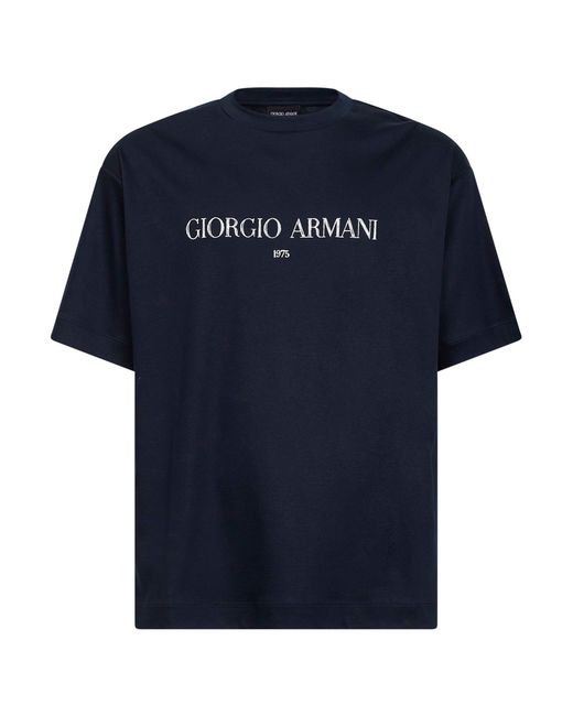 Giorgio Armani Blue Cotton Interlock Jersey T-Shirt for men