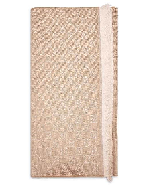 Gucci Natural Gg Jacquard Wool Scarf