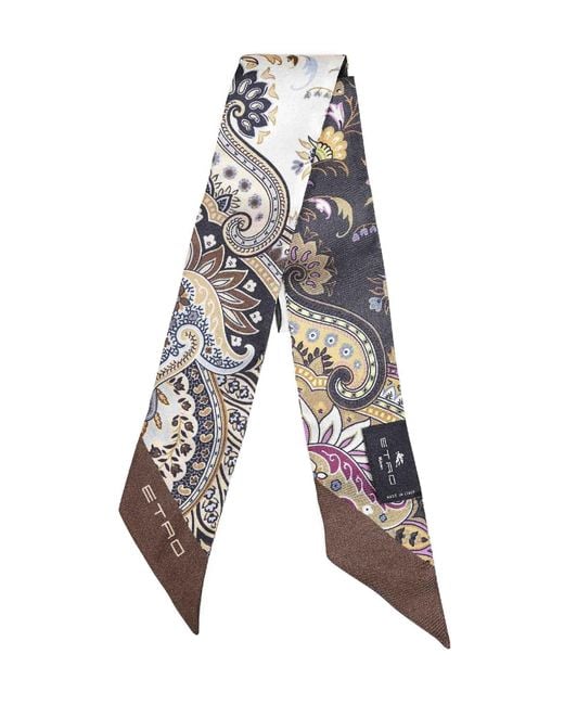 Etro White Silk Twill Paisleyna With Paisley Pattern