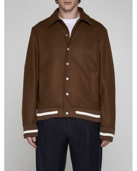 Low Brand Brown Wool And Cashmere Bomber Jacket for men