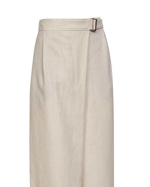 Brunello Cucinelli White Ivory Fluid Twill Sartorial Wrap Trousers