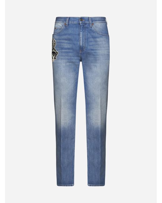 Gucci Blue Skunk-patch Jeans for men