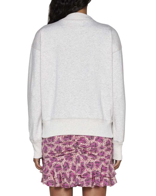Isabel Marant White Moby-Ga Cotton Sweatshirt With Front Printed Logo