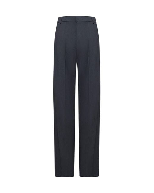 Blanca Vita Blue Melange Gabardine Pleio Palazzo Trousers