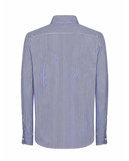 Polo Ralph Lauren Blue And Striped Cotton Slim-Fit Shirt