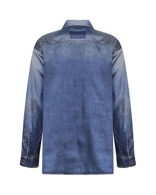 Golden Goose Deluxe Brand Blue Denim-Printed Oversized Shirt
