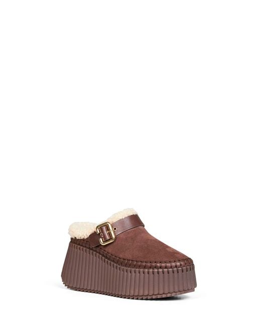 Chloé Brown Sharp Nama Wedge Mules
