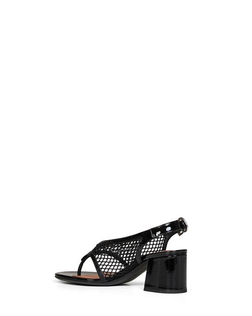Alaïa Black Heeled Thong Sandals Fishnet & Patent