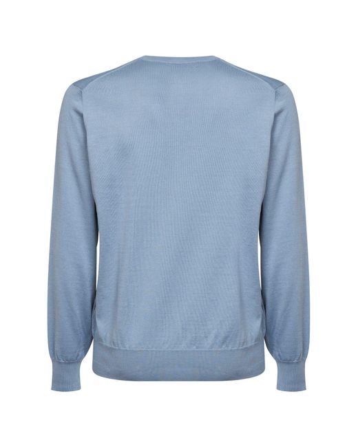 Brunello Cucinelli Blue Slate Cotton Knit Lightweight Crewneck Sweater for men