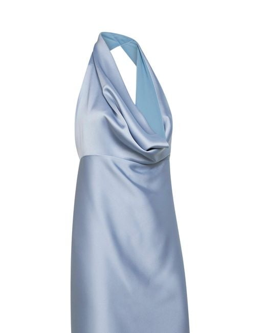 Blanca Vita Blue Powder Satin Antea Long Dress