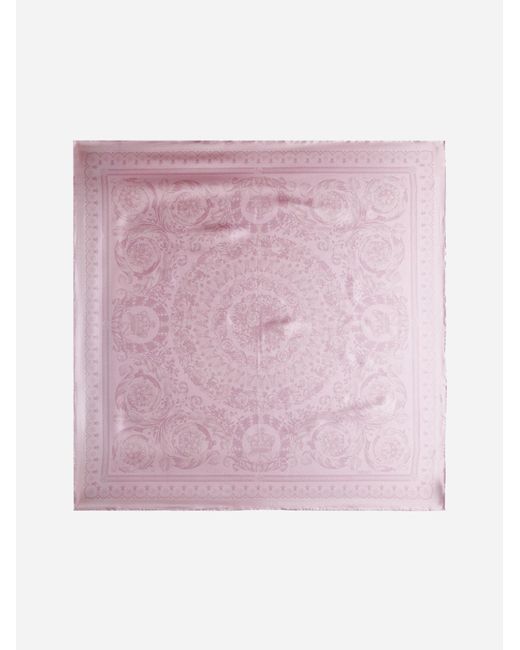 Versace Pink Barocco Silk Scarf