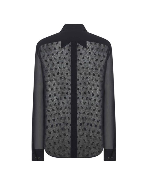 Dries Van Noten Black Georgette Jewel Embellished Shirt