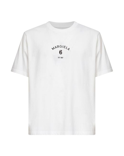 MM6 by Maison Margiela White Cotton Jersey Logo T-Shirt for men