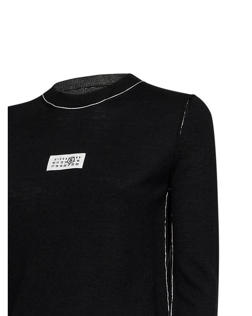 MM6 by Maison Margiela Black Wool Blend Sweater With Contrasting Trims
