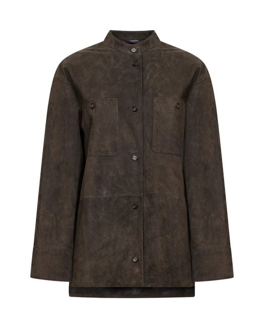 Max Mara Brown Suede Leather Smmelodia Midi Jacket