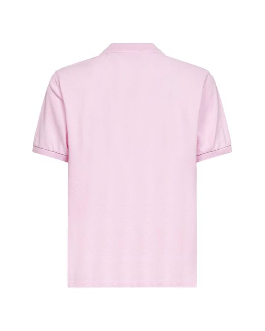Mc2 Saint Barth Pink Stretch Cotton Piquet Charles Buttonless Polo Shirt for men