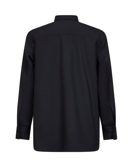 Jil Sander Blue Lightweight Wool Gabardine Shirt for men