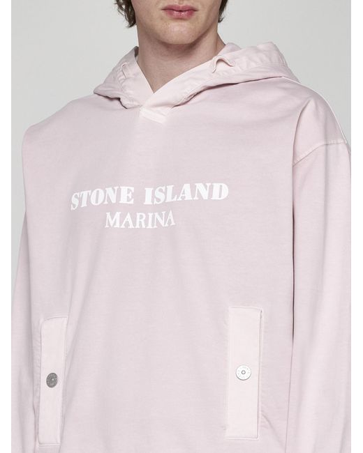 Stone Island Pink Logo Cotton Hoodie for men