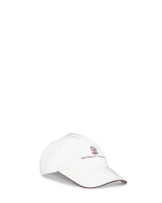 Brunello Cucinelli White Baseball Cap Bonded Nylon for men