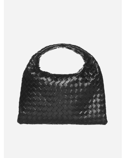 Bottega Veneta Black Hop Hobo Small Intrecciato Leather Bag