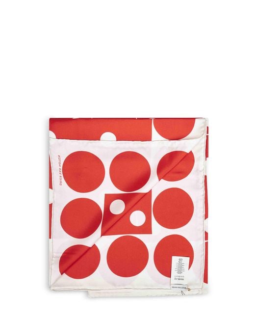 Dries Van Noten Red Polka Dot-Print Silk Square Scarf