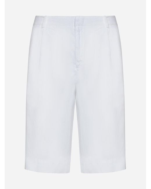 Malo White Linen Shorts for men