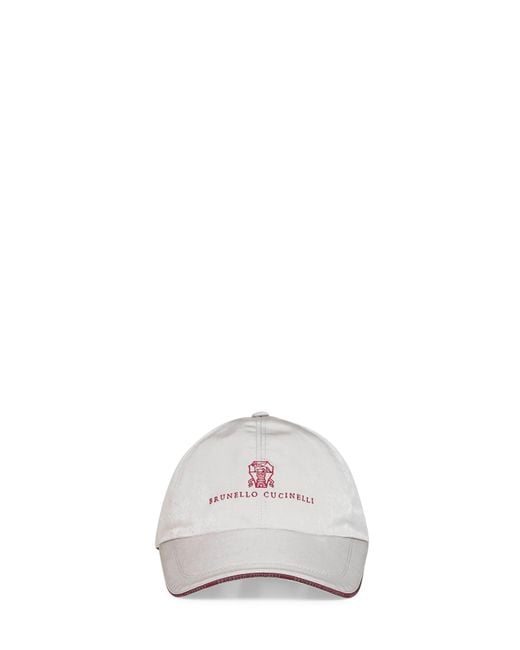 Brunello Cucinelli White Baseball Cap Bonded Nylon for men
