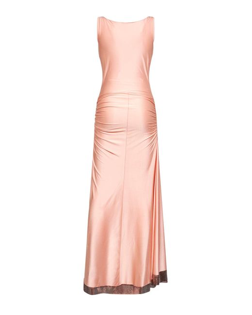 Rabanne Pink Viscose Jersey And Mesh Long Dress