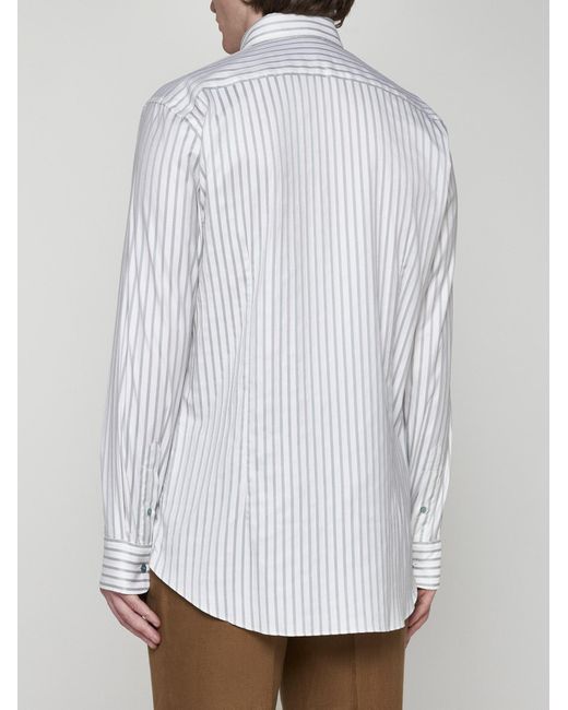 Etro White Striped Print Cotton Shirt for men