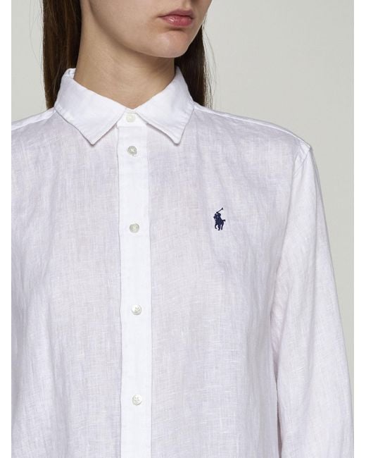Polo Ralph Lauren White Logo Linen Shirt
