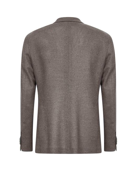 Tagliatore Gray Silk And Wool Montecarlo Double-Breasted Blazer for men