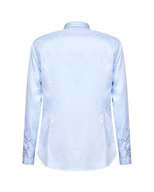 D 40 Blue Light Stretch Cotton Poplin Shirt for men