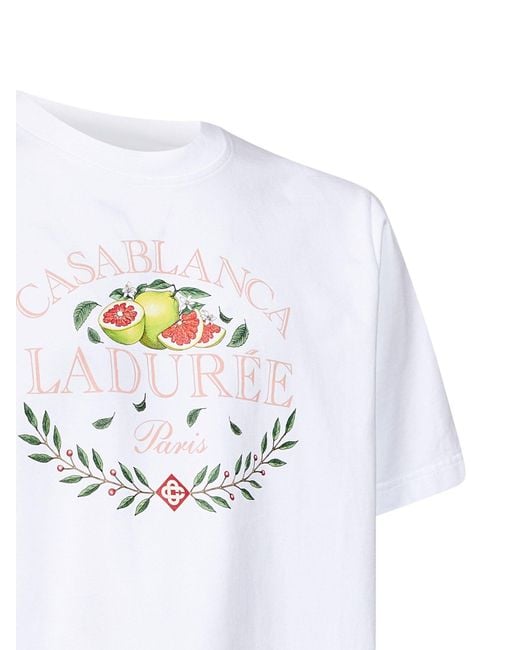 Casablanca White Cotton Jersey Laduree X T-Shirt for men