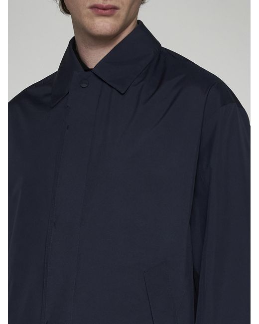 Herno Blue Single-breasted Nylon Trench Coat for men