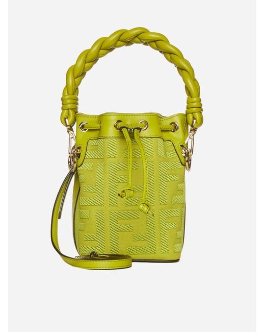 Fendi Yellow Mini Mon Tresor Ff Fabric Bag