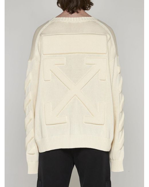 Off-White c/o Virgil Abloh 3d Diag Knit Cotton Sweater in Natural for Men |  Lyst